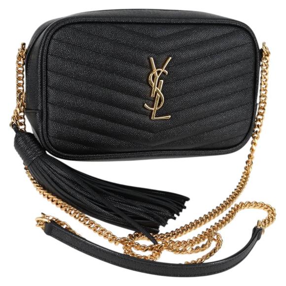 SAINT LAURENT Handbags - SAINT LAURENT Chain Lou Mini Shoulder Bag Leather Black Gold Auth yk18547A